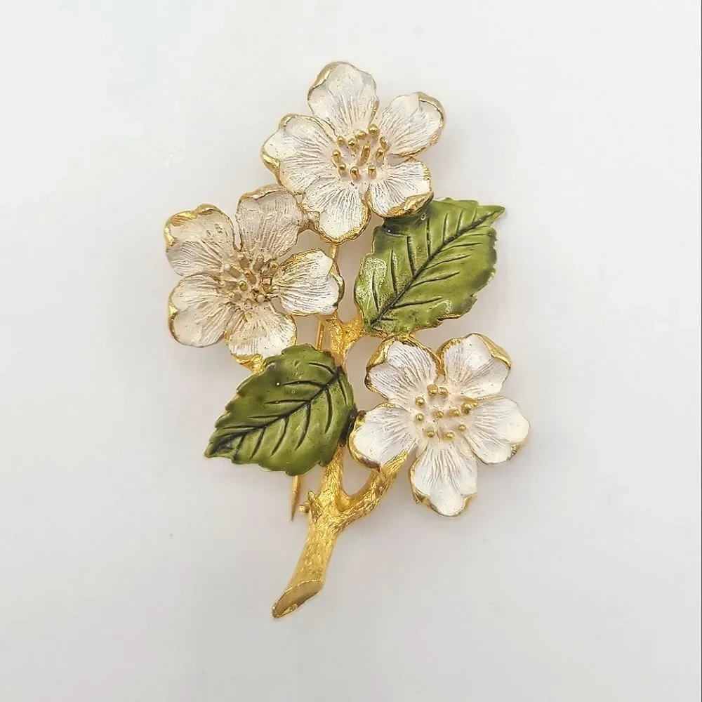 Vintage Rafaelian Floral Brooch Pin,  gold tone